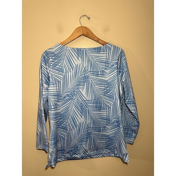 Vineyard Vines Sankaty Boatneck Shirt Blue Palm Size Medium Performance - Picture 3 of 6